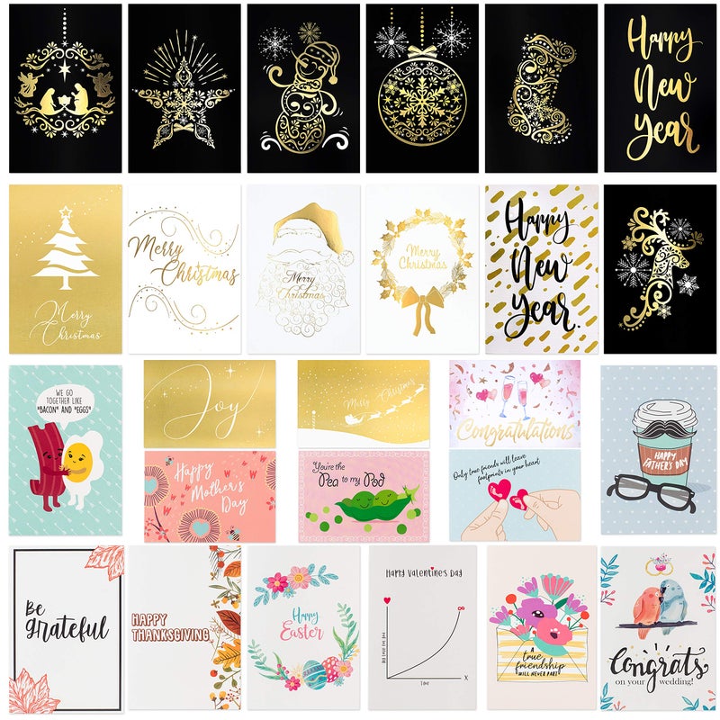 Bargain Paradise 100 All Occasion Greeting Cards- 100 Eye Catching Designs with Greeting Card Organizer Box- Friendship, Anniversary, BFF, Thank You, Wedding Cards & More- 4 x 6 inches with 100 Envelopes - Image 5